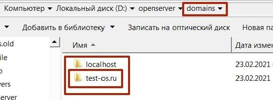 В domeins находятся папки с сайтами и localhost